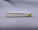 Sterling Silver Peridot Bezel Set Slide Tie Bar