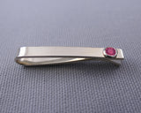 Sterling Silver Pink Tourmaline Bezel Set Slide Tie Bar