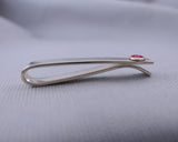 Sterling Silver Pink Tourmaline Bezel Set Slide Tie Bar