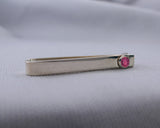 Sterling Silver Pink Tourmaline Bezel Set Slide Tie Bar