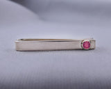 Sterling Silver Pink Tourmaline Bezel Set Slide Tie Bar