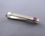 Sterling Silver Pink Tourmaline Bezel Set Slide Tie Bar