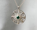 Emerald and Moissanite Sterling Silver Necklace