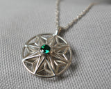 Emerald and Moissanite Sterling Silver Necklace