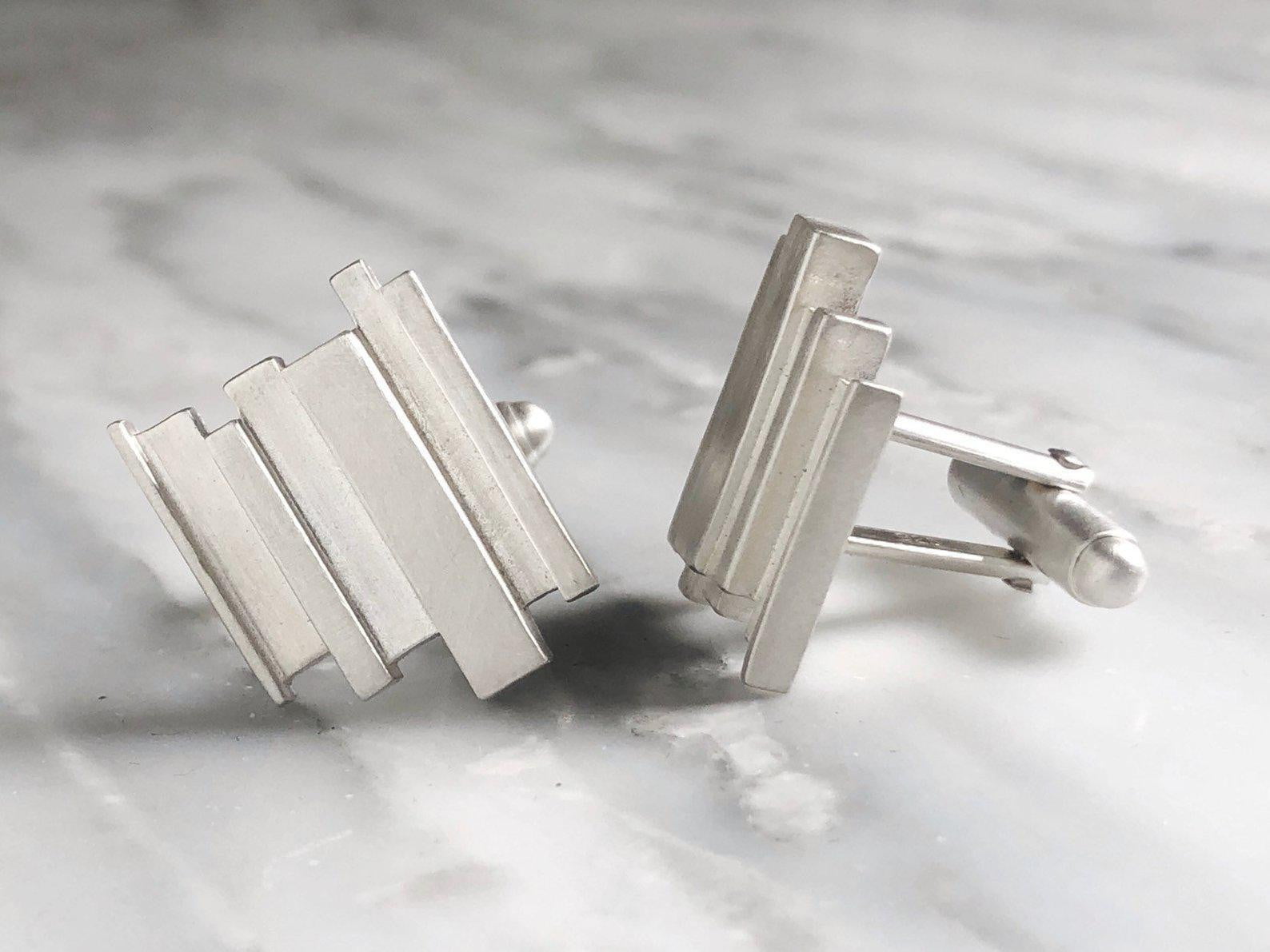 Sterling Silver Abstract Cufflinks | Silver Sculptor