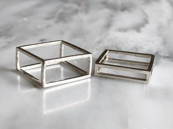 Cube Stackable Rings Modern Cube Stacking Ring | Silver Sculptor