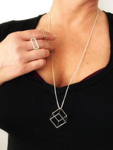 3D Cube Necklace | Silver Sculptor