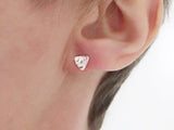 Sterling Silver Triangle Curled Stud Earrings | Silver Sculptor