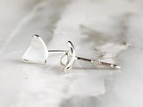 Sterling Silver Triangle Curled Stud Earrings | Silver Sculptor