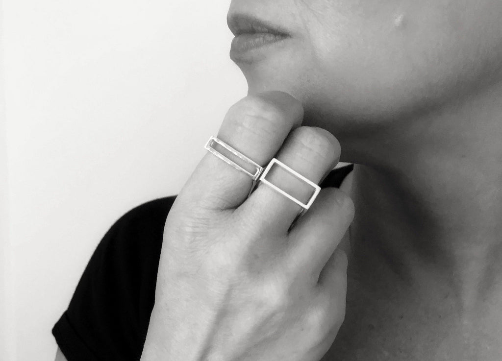 Cube Stackable Rings Modern Cube Stacking Ring | Silver Sculptor