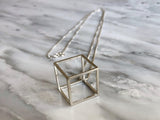 3D Cube Necklace | Silver Sculptor