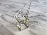 3D Cube Necklace | Silver Sculptor