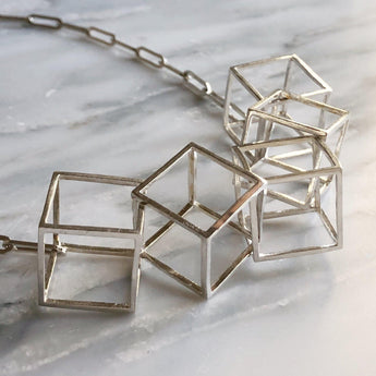 Cubed Statement Necklace | Silver Sculptor