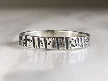 Rustic Sterling Silver Tree Bark Ring | Silver Sculptor