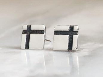 Delicate Geometric Sterling Silver Studs | Silver Sculptor