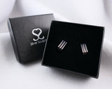 Rectangle Layer Studs in Sterling Silver | Silver Sculptor